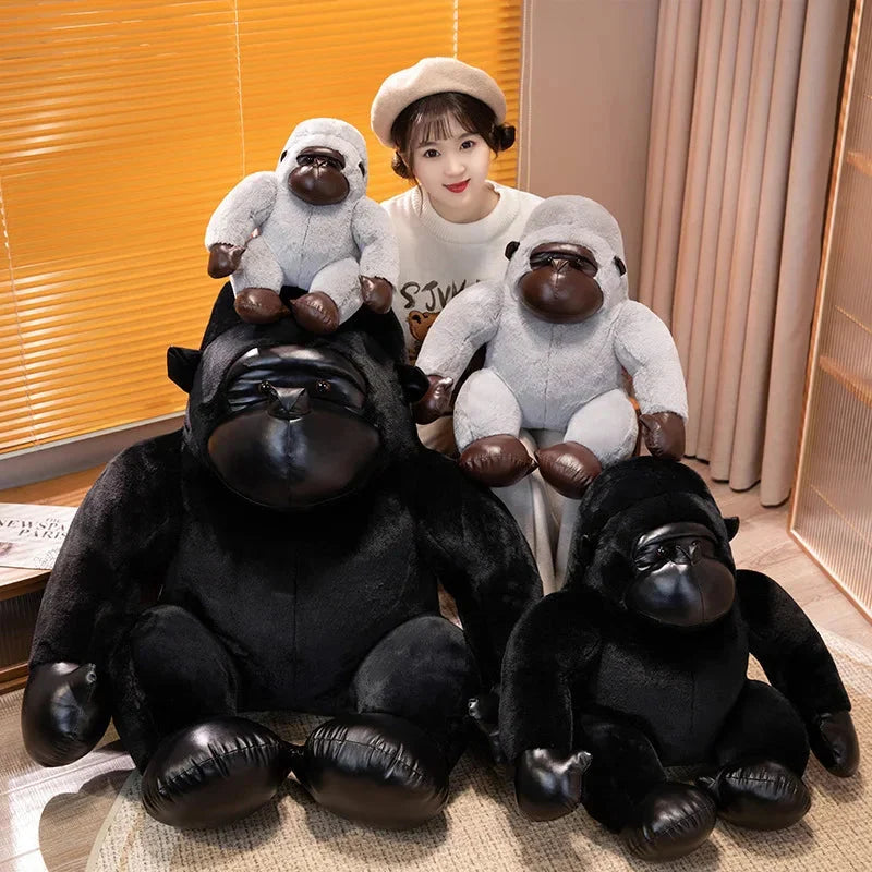 Adorable Chunky Black and Silver Gorilla Ape Plush Toys