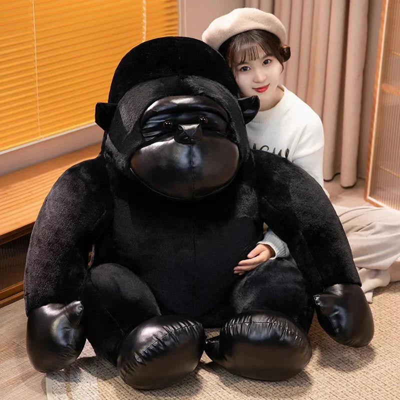 Adorable Chunky Black & Silver Gorilla Ape Plush Toys