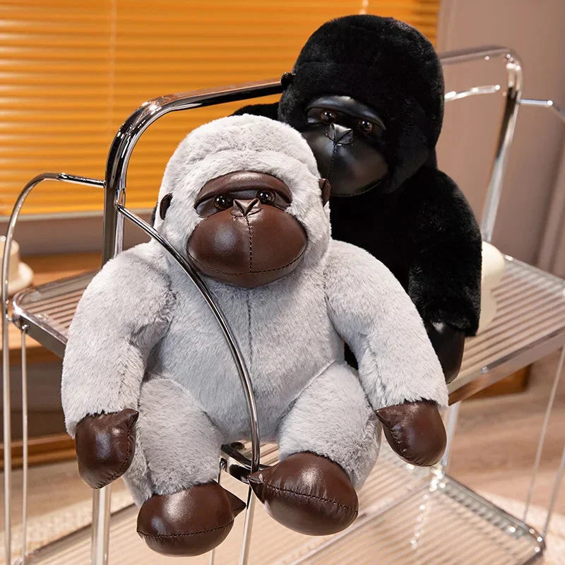 Adorable Chunky Black & Silver Gorilla Ape Plush Toys