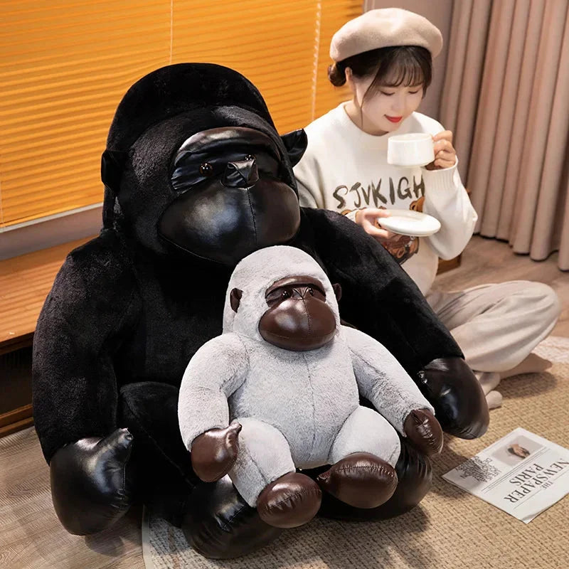 Adorable Chunky Black and Silver Gorilla Ape Plush Toys