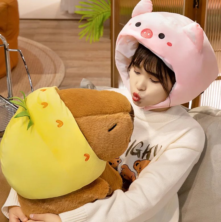 Chunky Kawaii Capybara Plush with Hat