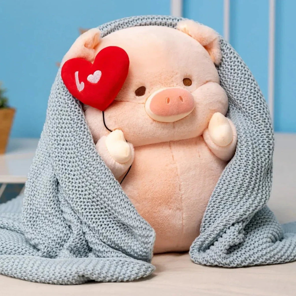 Adorable Chunky Love Heart Piggy Plush Toy