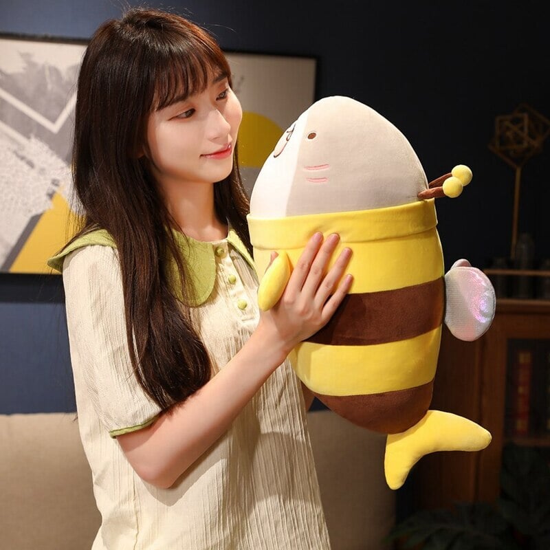Adorable Chonky Half Shark, Half Bee Plush Toy