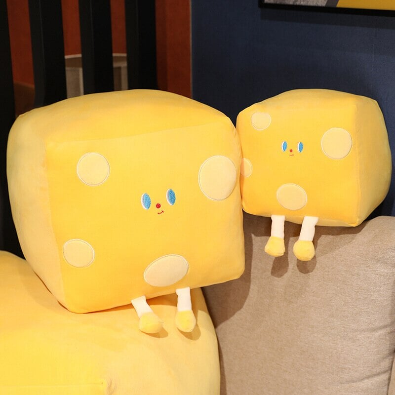 Adorable Cube-Shaped Cheese Block Plush Toy