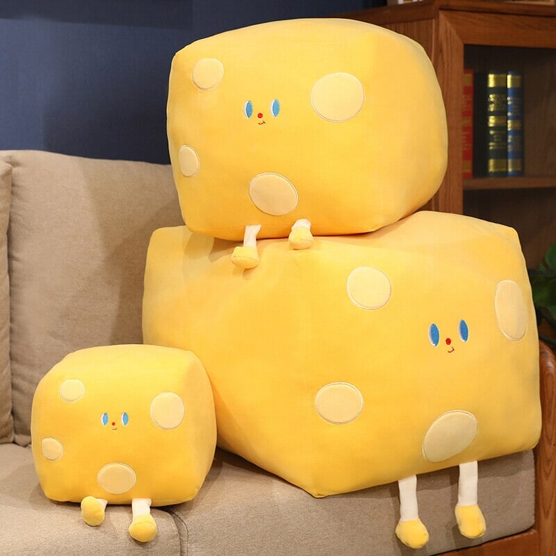 Adorable Cube-Shaped Cheese Block Plush Toy