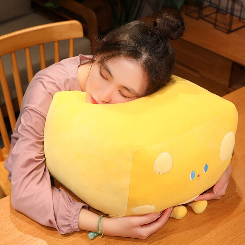 Adorable Cube-Shaped Cheese Block Plush Toy