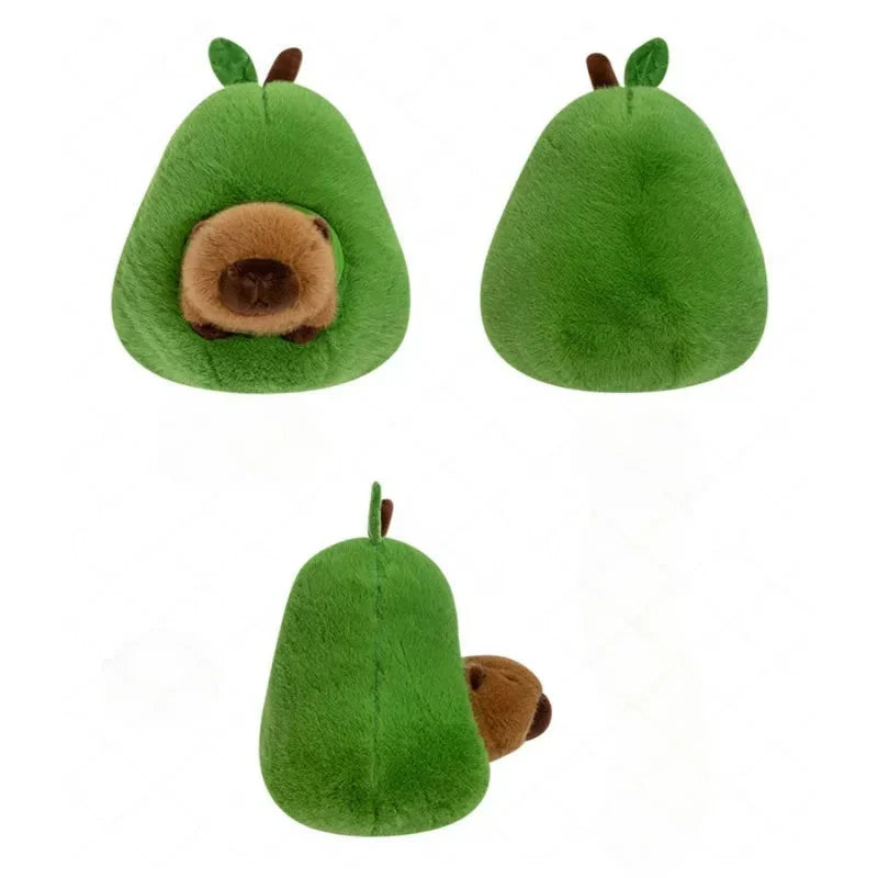 Adorable Fluffy Avocado Capybara Plush Toy