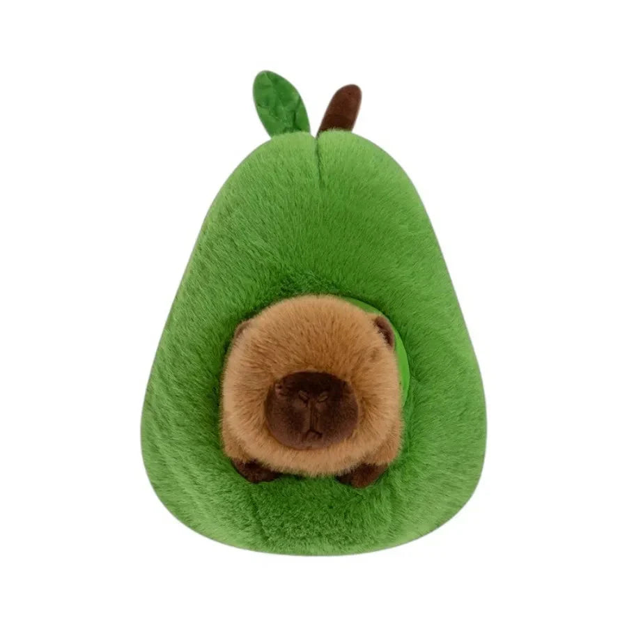 Adorable Fluffy Avocado Capybara Plush Toy