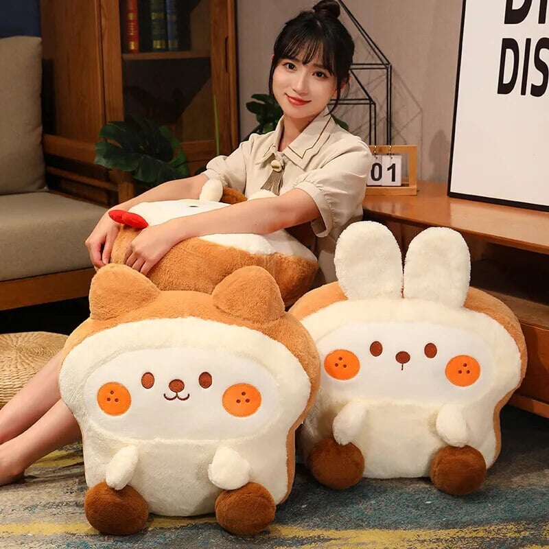 Adorable Fluffy Bunny Dog Chicken Toastie Bread Plush Toy