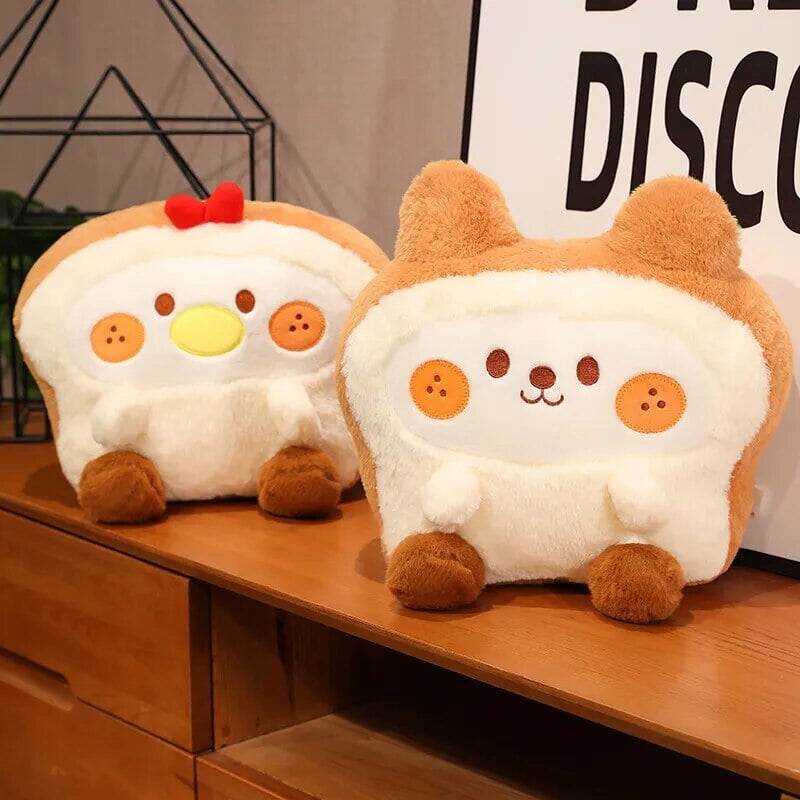 Adorable Fluffy Bunny Dog Chicken Toastie Bread Plush Toy