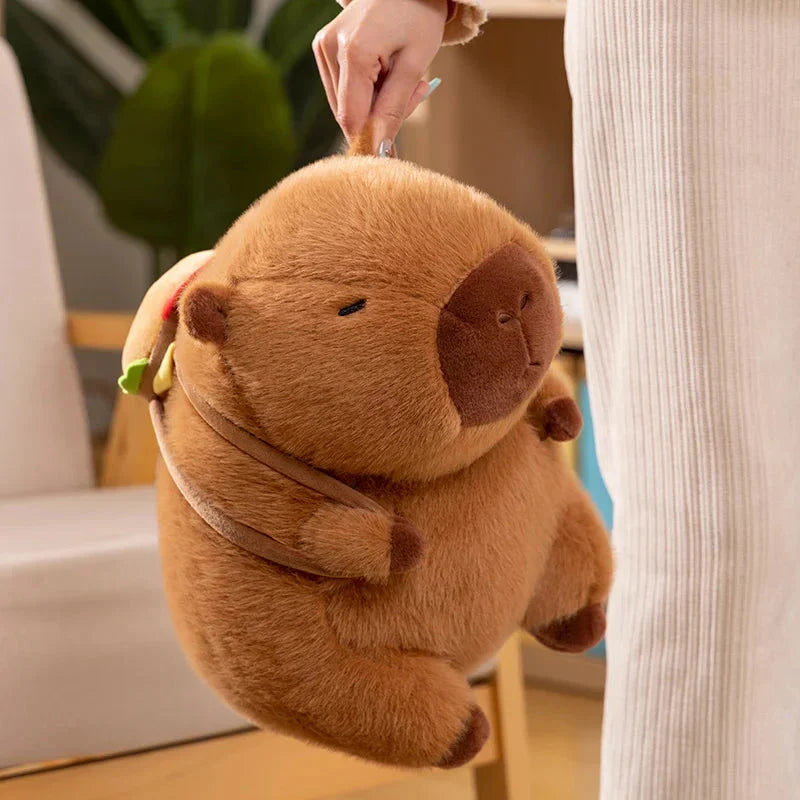 Adorably Fluffy Capybara Burger Plush Bags