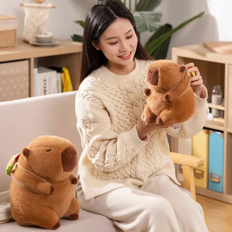 Adorable Fluffy Capybara Burger Bag Plush Toys