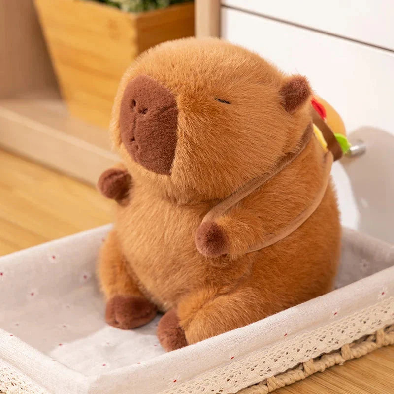 Delightful Fluffy Capybara Burger Bag Plush Toys