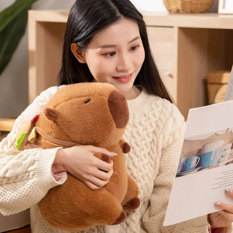 Adorable Fluffy Capybara Burger Bag Plush Toys