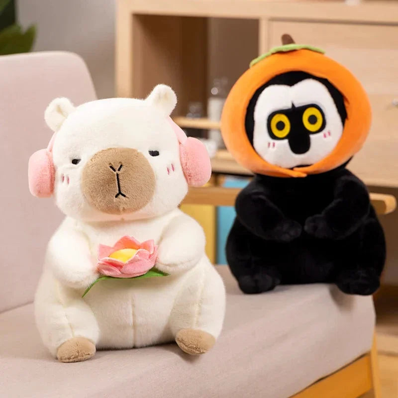 Adorable Fluffy Capybara and Monkey Plushie Friends