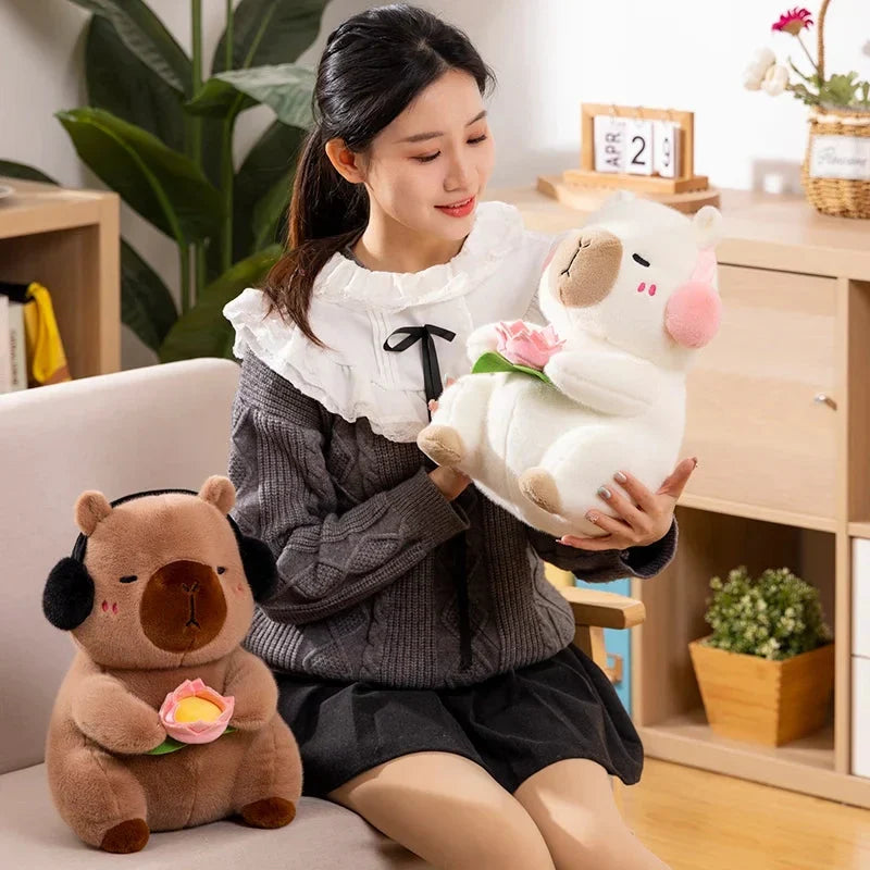 Adorable Fluffy Capybara & Monkey Buddy Plushies
