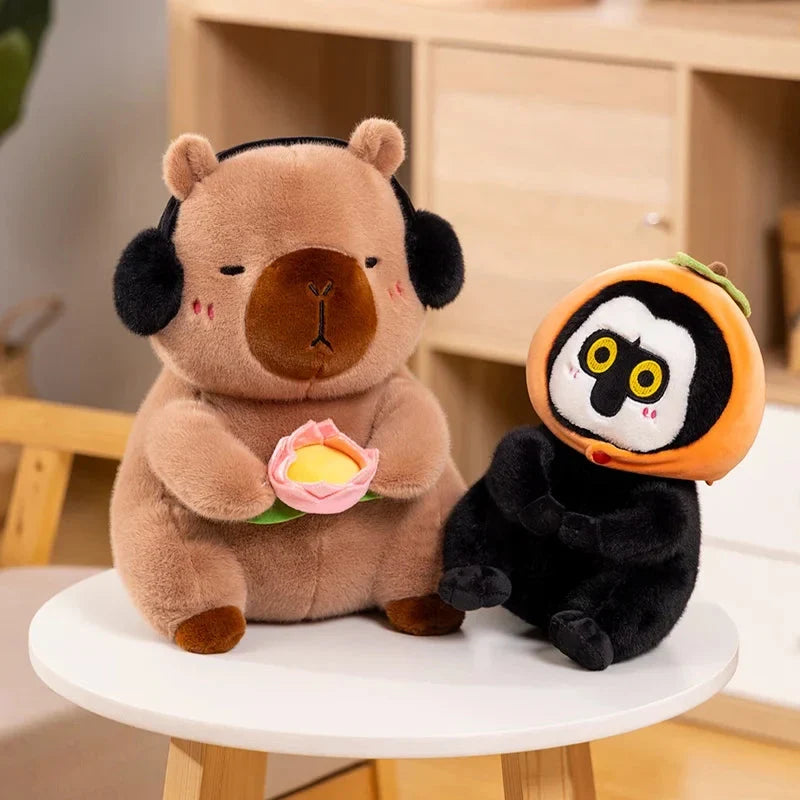 Adorable Fluffy Capybara & Monkey Buddy Plushies