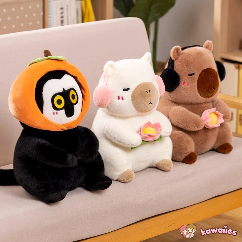 Adorable Fluffy Capybara and Monkey Plushie Friends