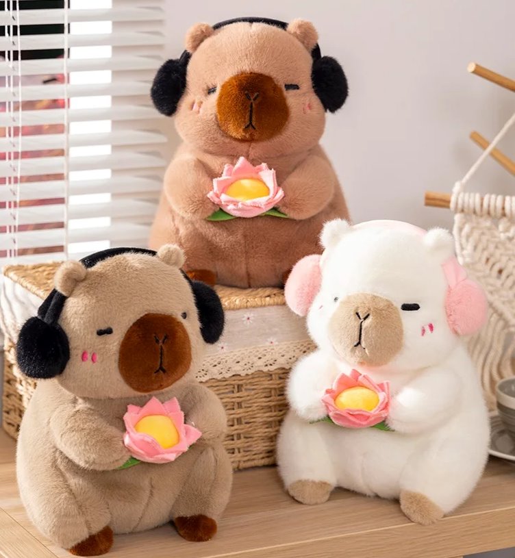 Adorable Fluffy Capybara and Monkey Plush Toy Friends