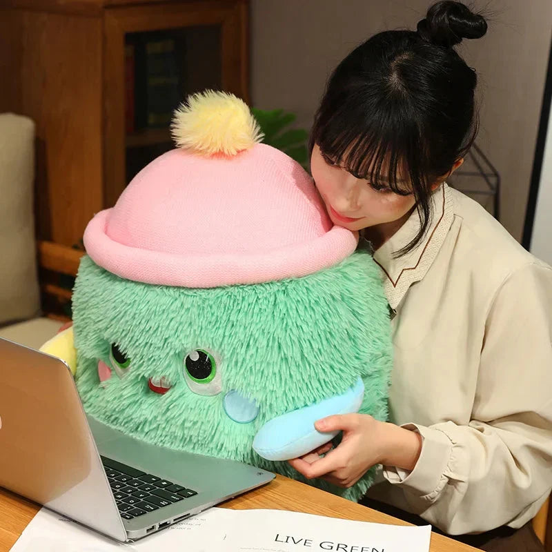 Adorable Fluffy Monster Milk Bottle Plush Toy