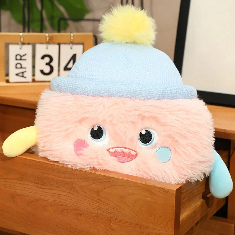Adorable Fluffy Monster Milk Bottle Plush Toy