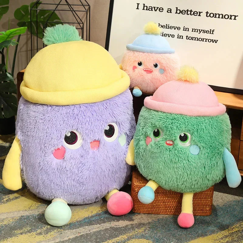 Adorable Fluffy Monster Milk Bottle Plush Toy