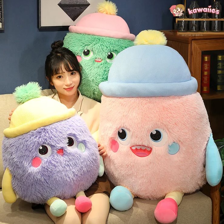 Adorable Fluffy Monster Milk Bottle Plush Toy
