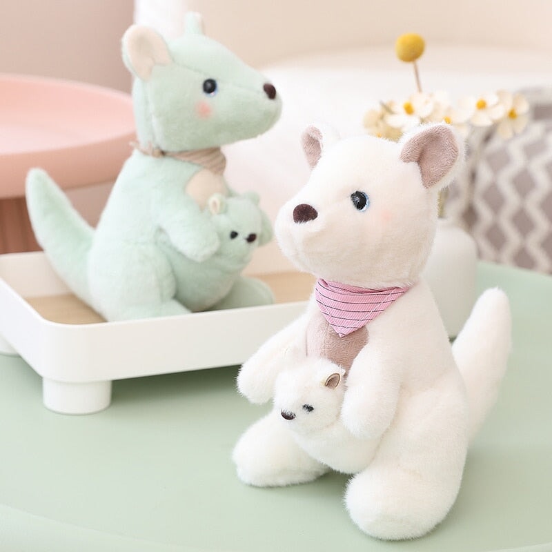 Adorable Fluffy Kangaroo Plushie Set for Mom and Baby