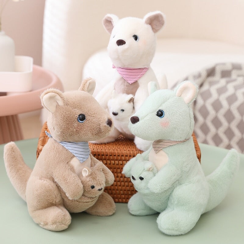 Adorable Fluffy Kangaroo Plushie Set for Mom and Baby