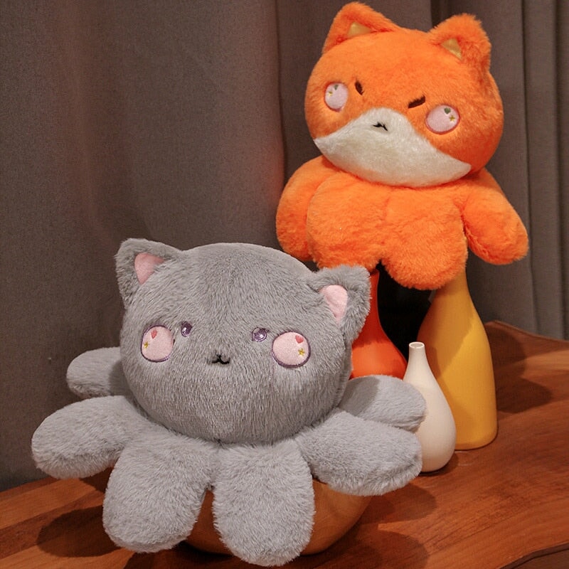 Adorable Fluffy Plushies: Octo-Animal Fox, Cat, Bunny, and Bear Collection