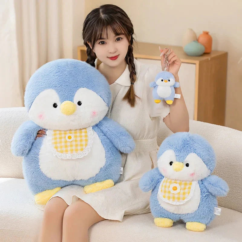 Adorable Fluffy Penguin Squad Plush Toys with Cute Bibs