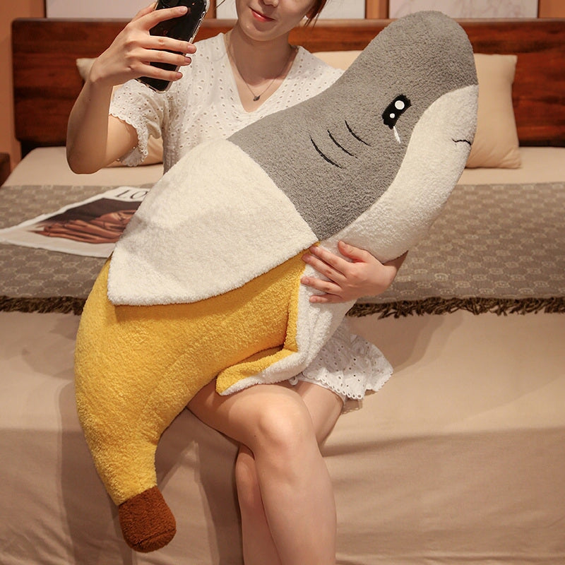 Adorable Fluffy Shark Banana Stuffed Animal