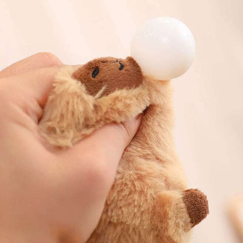 Fluffy Sleepy Capybara with Orange Plushie
