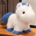 Adorable Fluffy Chibi Unicorn Plushie in White, Blue, and Purple