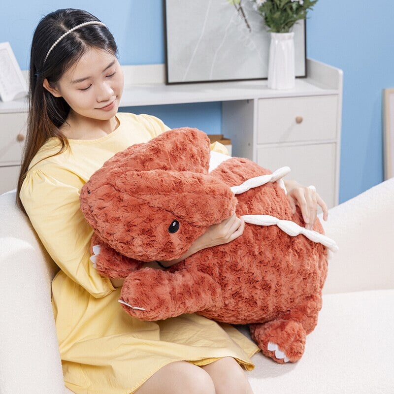 Adorable Fuzzy Plush Pink and Red Lizard Friends