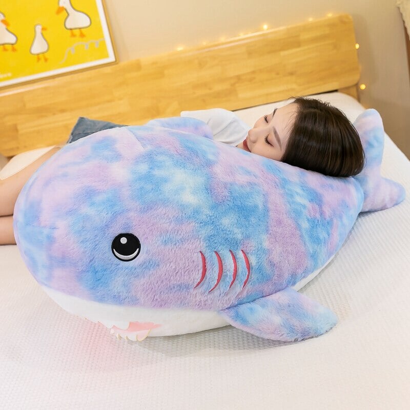 Vibrant Fuzzy Rainbow Shark Plush Toy
