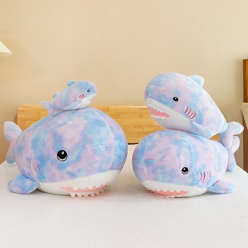 Vibrant Fuzzy Rainbow Shark Plush Toy