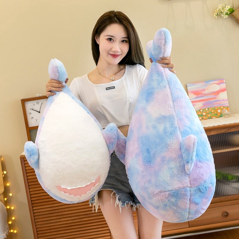 Vibrant Fuzzy Rainbow Shark Plush Toy