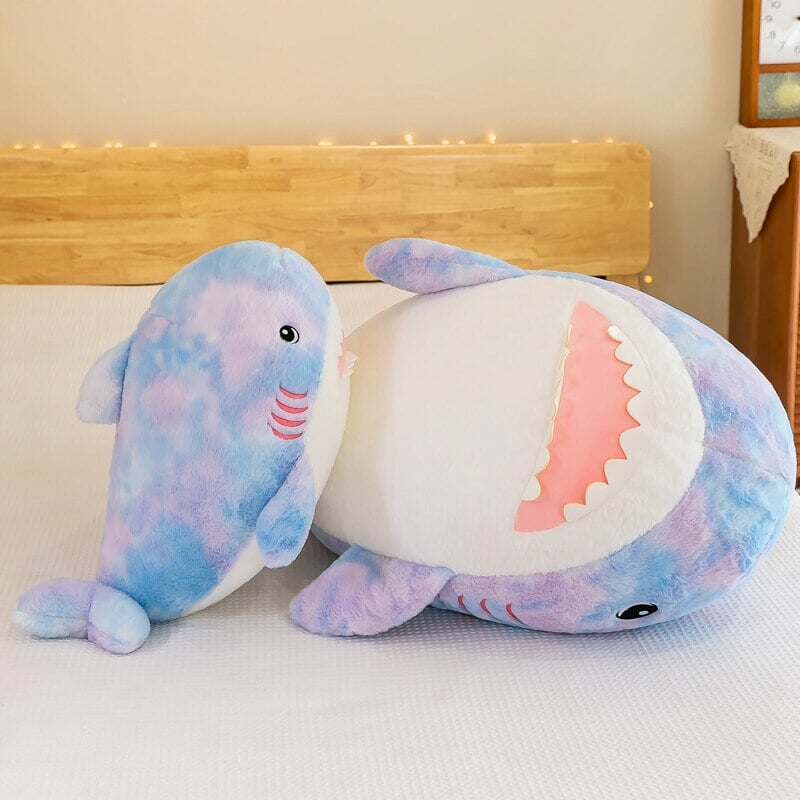 Vibrant Fuzzy Rainbow Shark Plush Toy