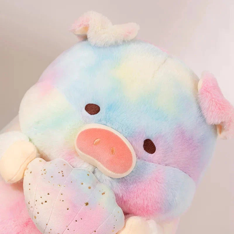 Sparkling Galaxy Rainbow Pig Plushie with Shell