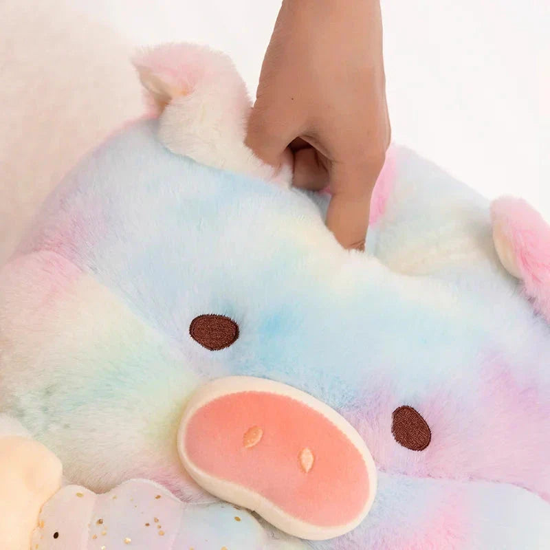 Sparkling Galaxy Rainbow Pig Plushie with Shell