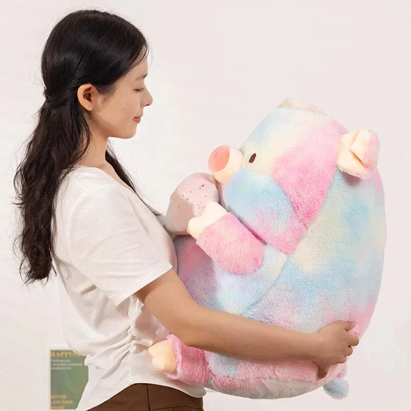Sparkling Galaxy Rainbow Pig Plushie with Shell