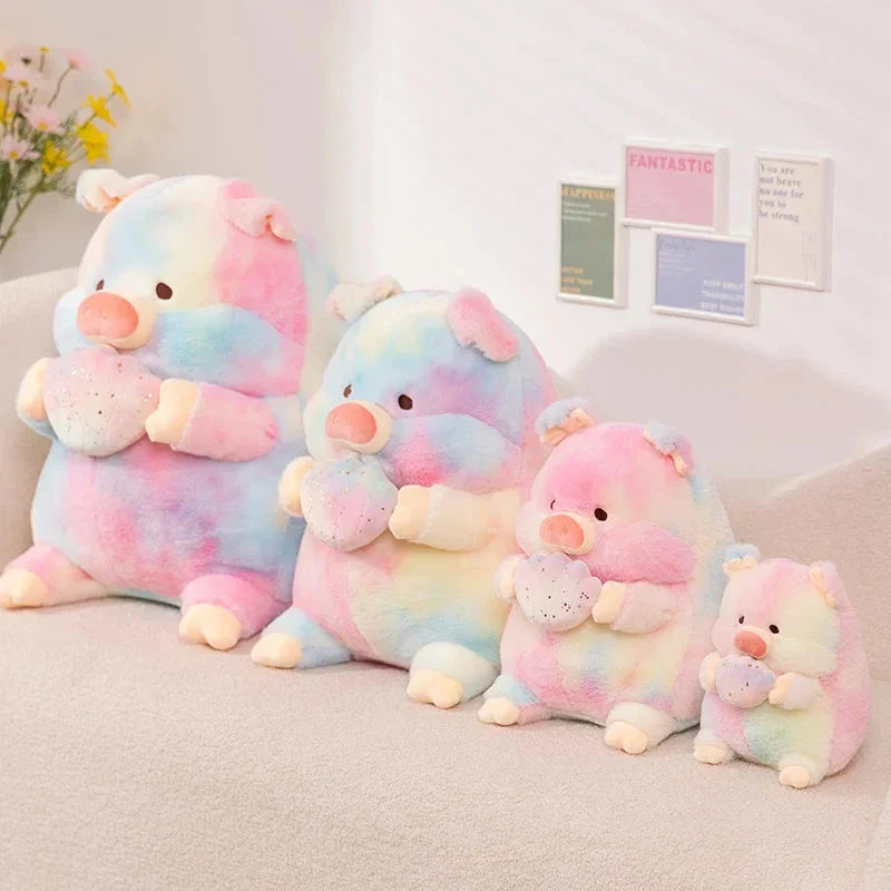 Sparkling Galaxy Rainbow Pig Plushie with Shell