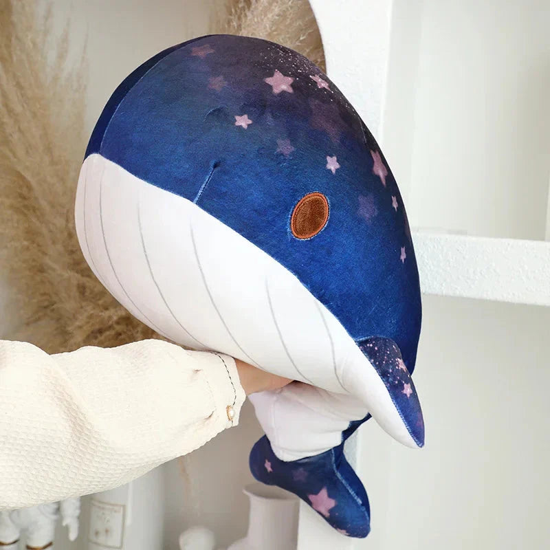Adorable Galaxy-Inspired Kawaii Blue and Pink Whale Plush Toys