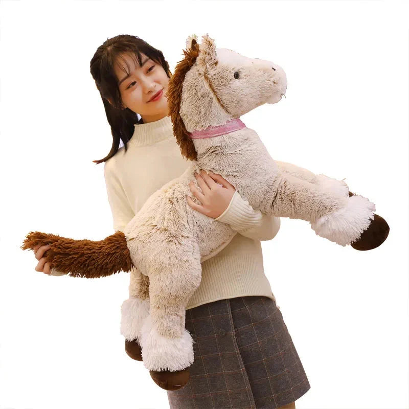 Extra-Large Cozy Brown and Gray Horse Plush Toy
