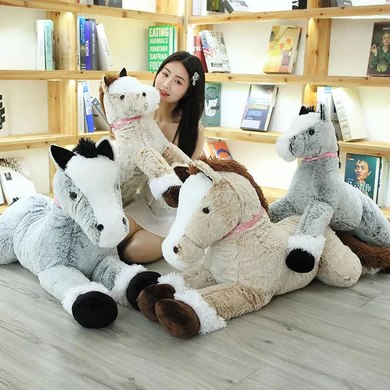 Cuddly Extra-Large Brown and Gray Horse Plush Toy