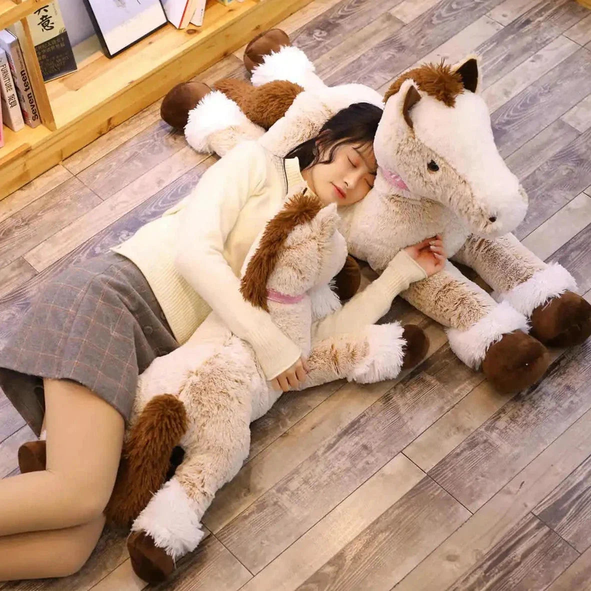 Cuddly Extra-Large Brown and Gray Horse Plush Toy