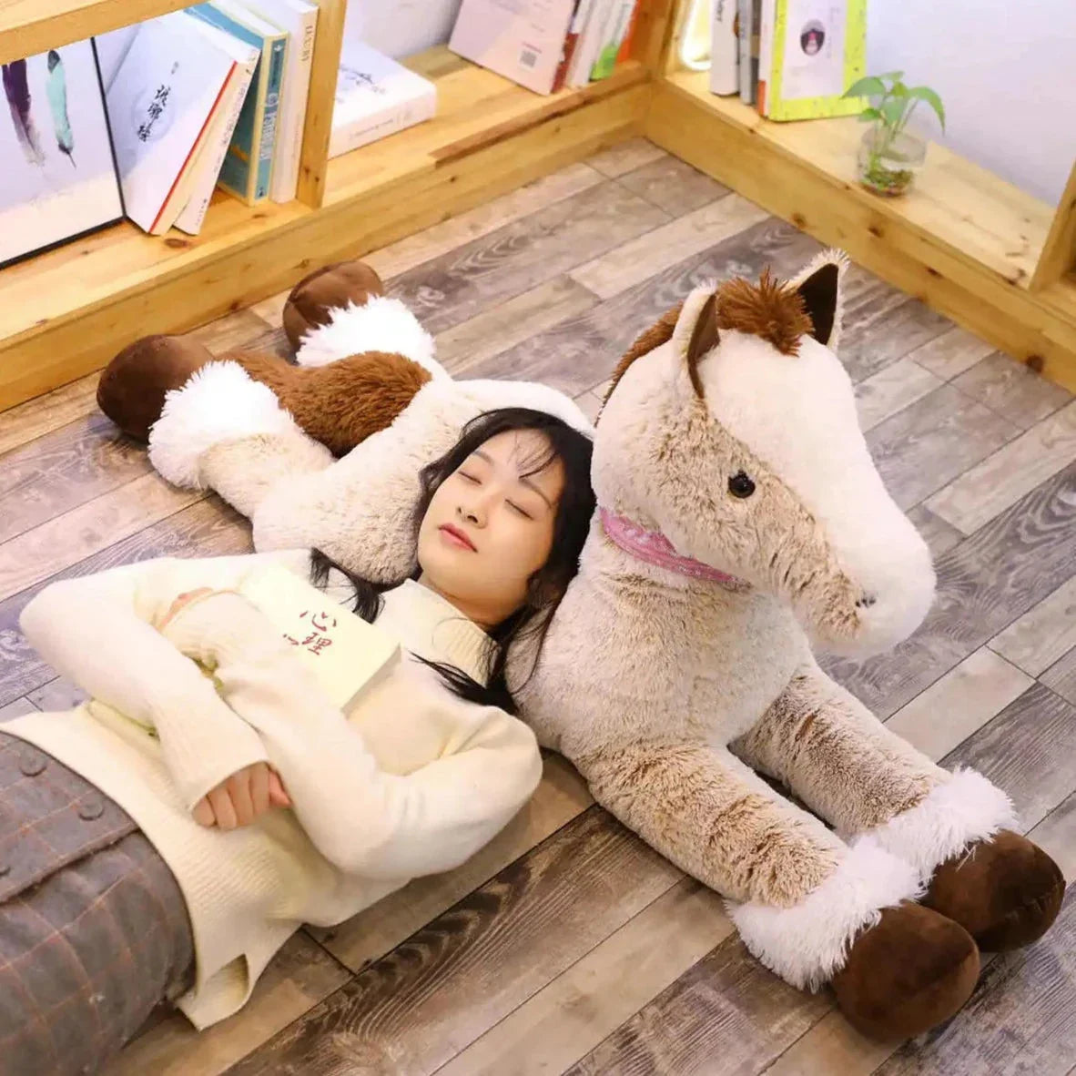 Cuddly Extra-Large Brown and Gray Horse Plush Toy