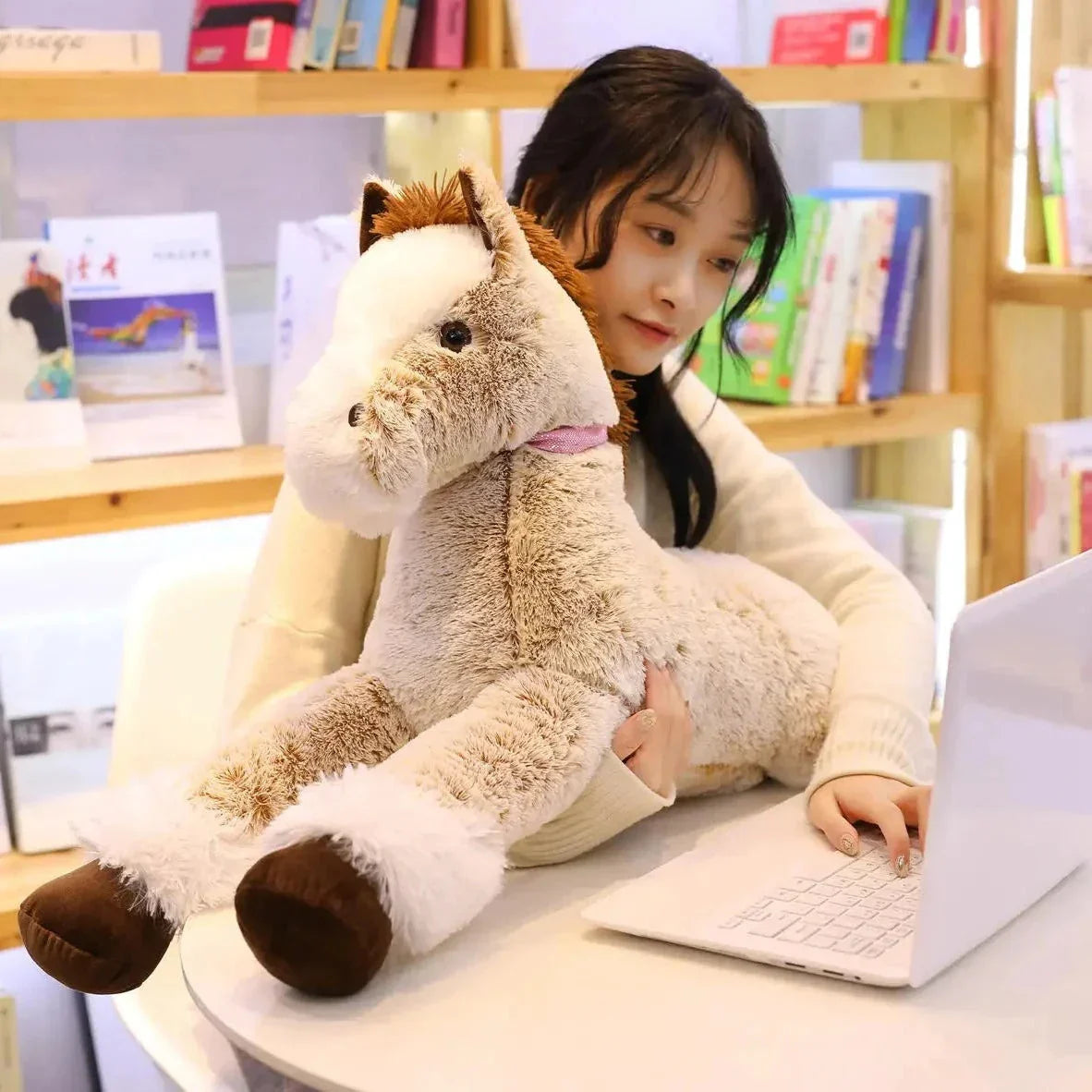 Extra-Large Cozy Brown and Gray Horse Plush Toy