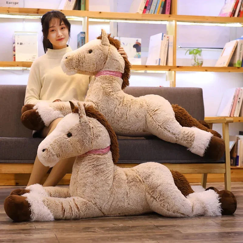 Cuddly Extra-Large Brown and Gray Horse Plush Toy
